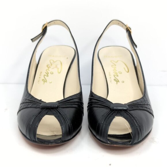 Evins Vintage "Maggie" Slingback Black Leather Pump, Women's 6 AAAA - Picture 8 of 8